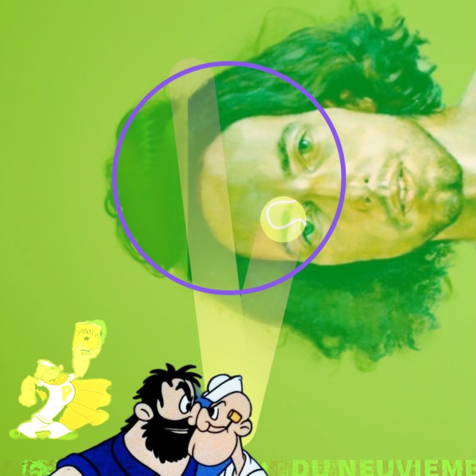 Œuvre verte de Laurent Bonet mêlant portrait et culture populaire
